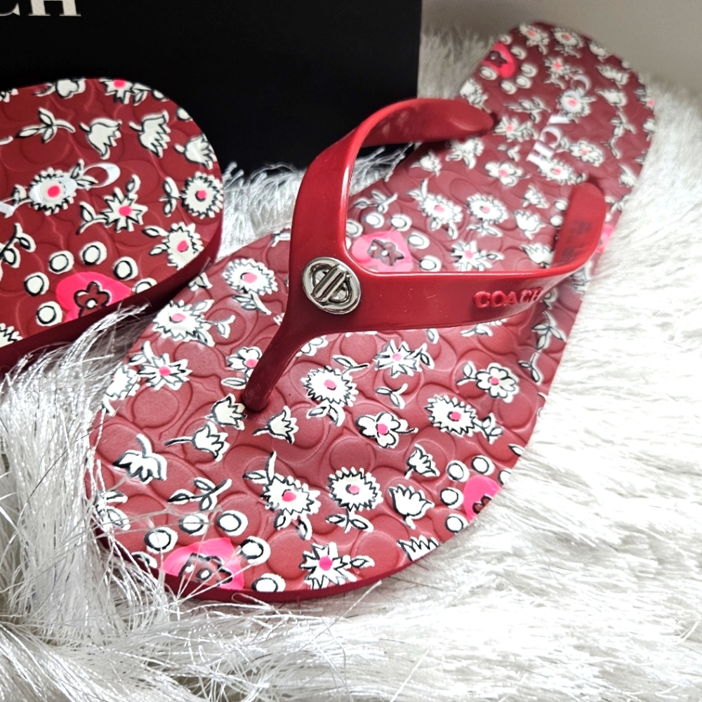 Barely worn coach flip flops comes with box